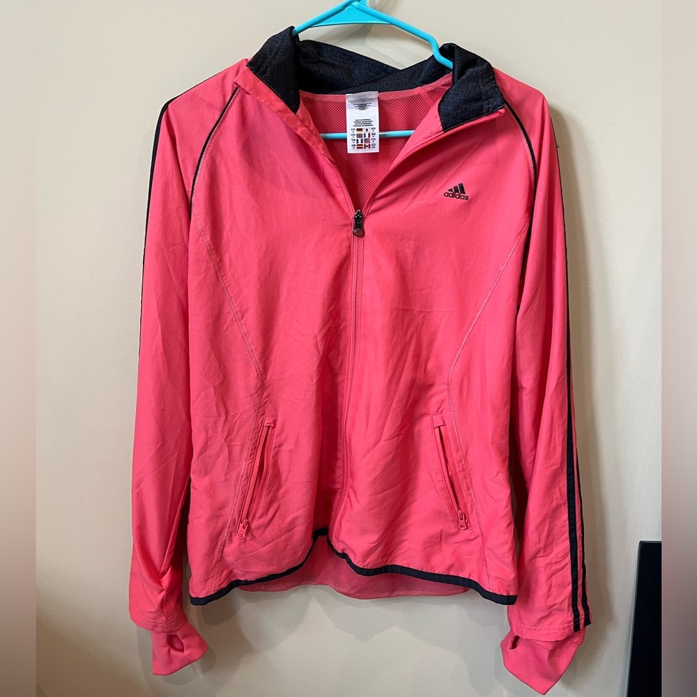 Adidas Coral Zip-Up Jacket with Black Trim